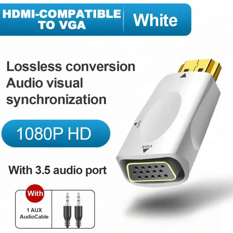 HDMI Cable 1080p Portable HDMI-compatible To Vga Cable 3.5 Mm Jack Audio Small Male To Famale Converter Adapter Aux Audio Cable