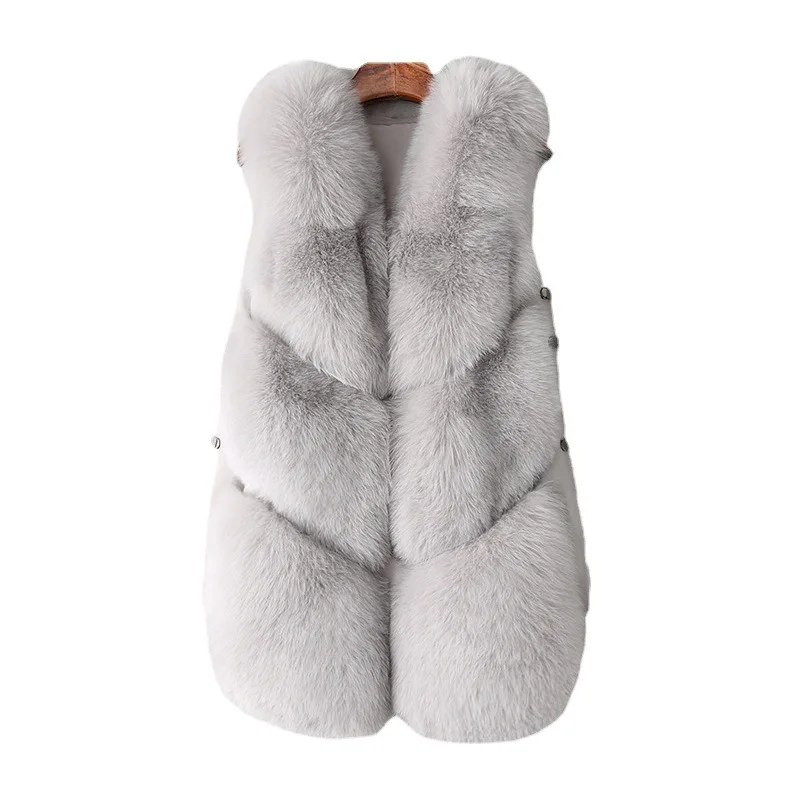 Luxury Brand Women's Clothing Fur Vest Fox Faux Fur Coat Waistcoat Winter Coats New Women Warm Vest Fashion Jacket Tops