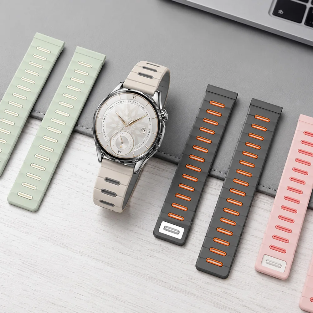 Magnetic Silicone Sport Band for Google Pixel Watch 5 4 3 45mm, Two Tone Breathable Replacement Watch Strap Bracelet