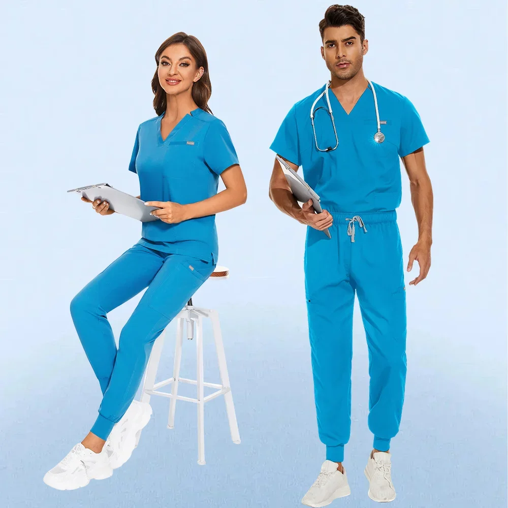 

Summer Men's Medical Clothes Unisex Nurse Doctor Scrubs Suits Lab Uniform Hospital Work Clothing Short Sleeve Beautician Sets