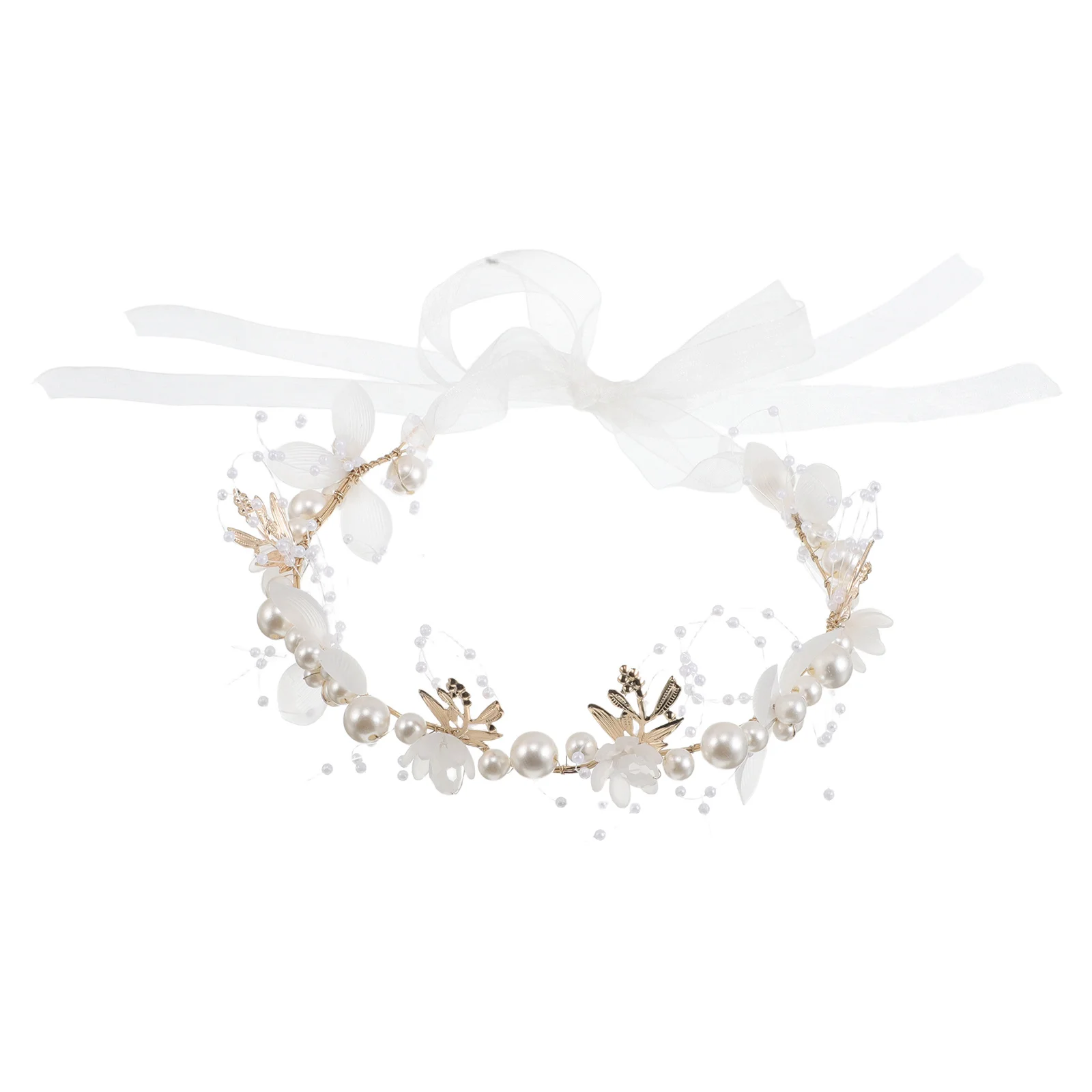 

Children Pearl Wreath Headband Floral Hair Accessory For Wedding Party Bohemian Bridal Tiara Fairy Crown Kids Hairbands