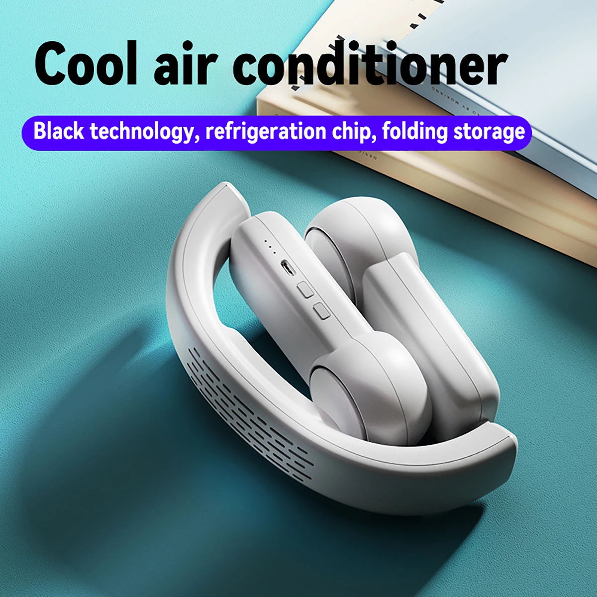 2000mAh Necklace Type-C Portable Rechargeable Colorful Hanging Neck Fan Hands Free Electric Bladeless Mini Personal Neck Fan