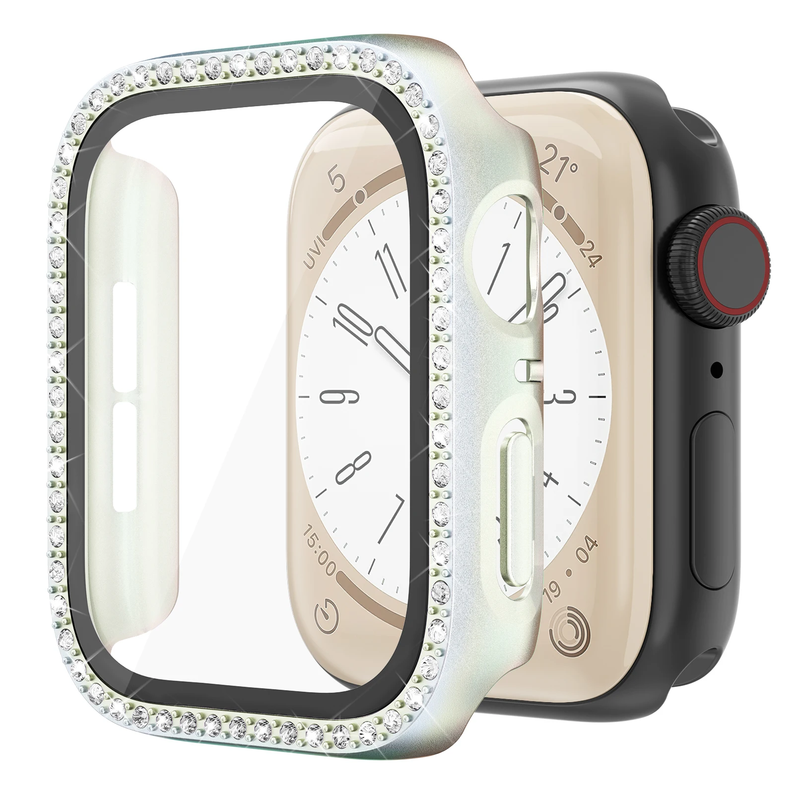 アップルウォッチ用ダイヤモンドバンパープロテクターカバー,40mm, 38mm, 44mm, 42mm,iwatchシリーズ4, 5, 6,se 1, 2, 3,アクセサリー