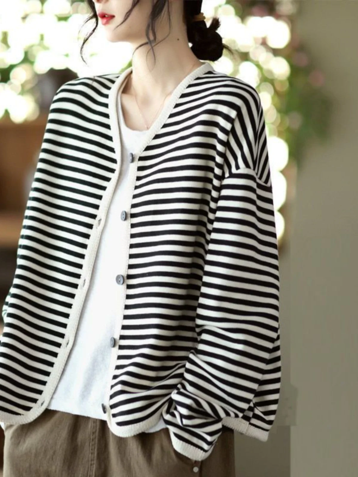 Cardigan tricoté à rayures ort Svel pour femmes, vêtements d'extérieur d'été et de printemps, climatisation, Protection solaire, petit haut poinçon