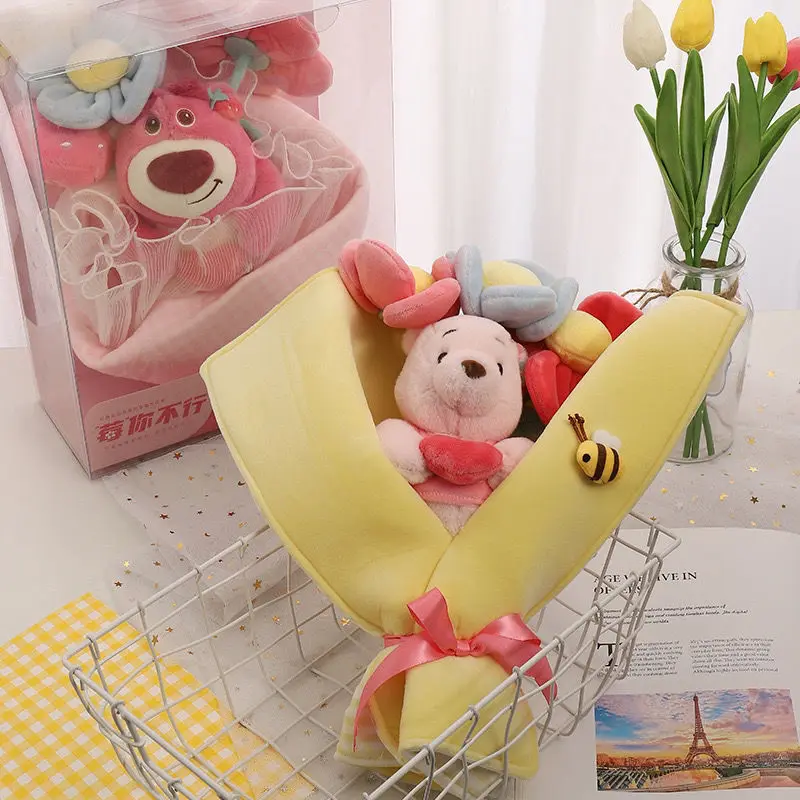 Disney Lotso Pooh Bear Plush Toy Bouquet Cute Cartoon Doll Valentine's Day Gift Graduation Gift For Friends