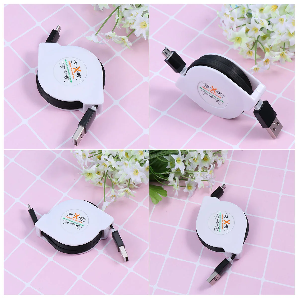 

Retractable Data Cable 2M Charging Cords for Multiple Devices USB Cord Foldable Store Home Office Car Travel