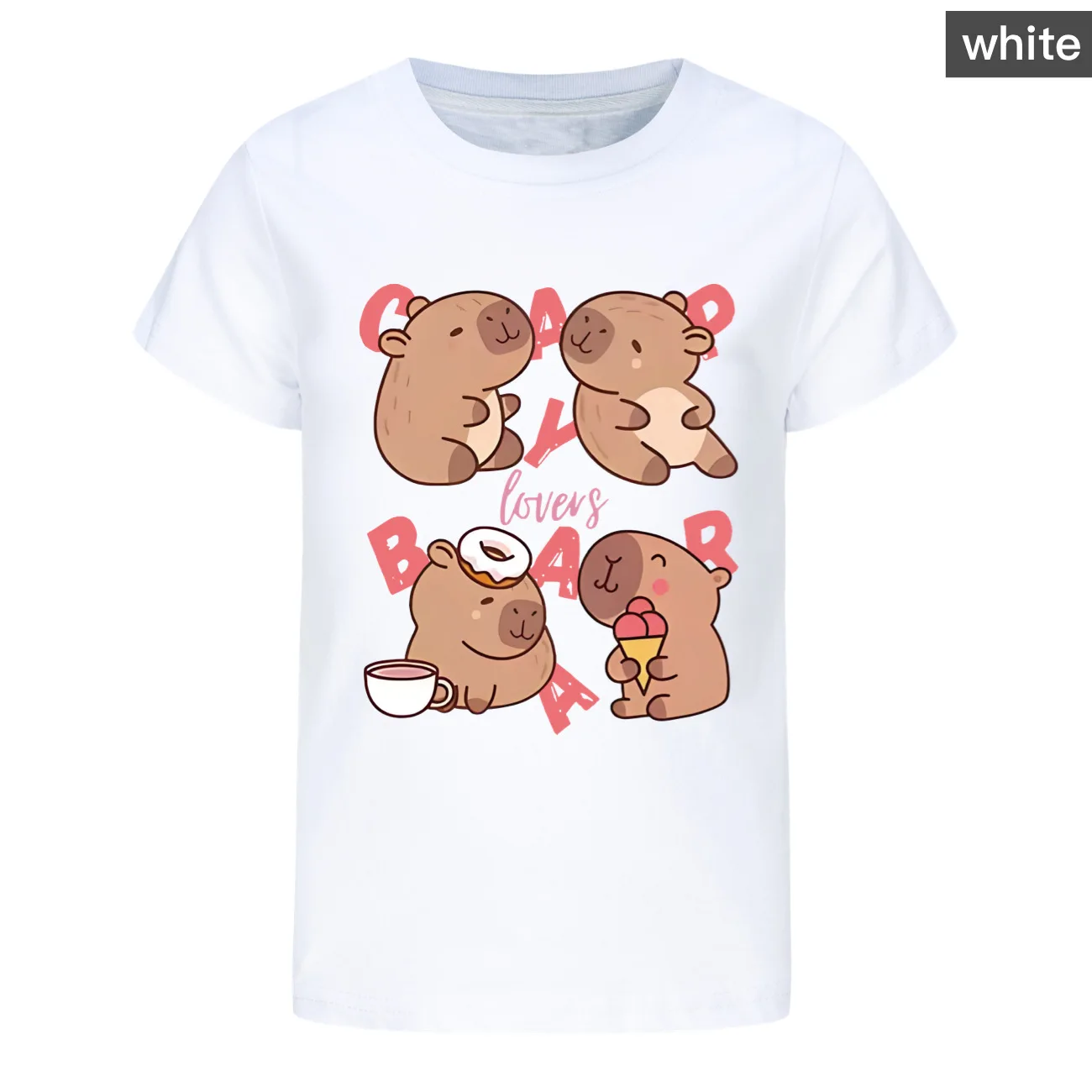 Copybara Print T-shirt Girls Kawaii Kids Clothes Cute Pullover T-Shirt Children'S Clothing Summer Cotton Tops 2-16Years