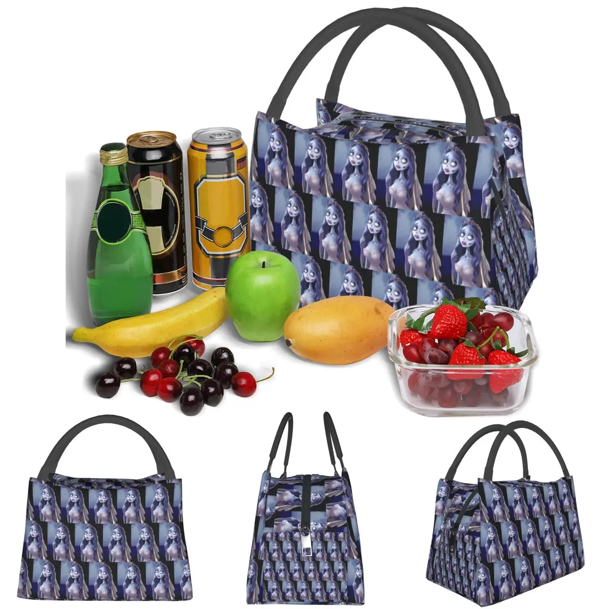 Emily The Corpse Bride Lightweight Handheld Insulated Lunch Bag Aluminum Foil Liner for Adults Students Travel Picnic