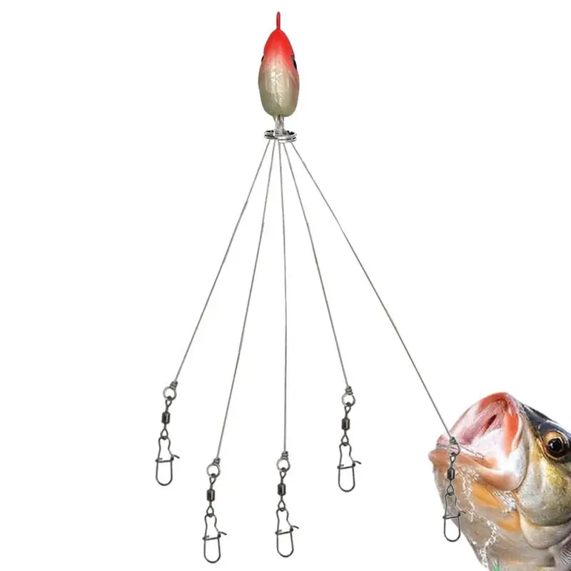 Umbrella Rig Angeln Salzwasser 5-Arme Angelgeräte Köder Angelgeräte Köder mit realistischer 3D-Fischaugen-Angelköder Köder-Rigs