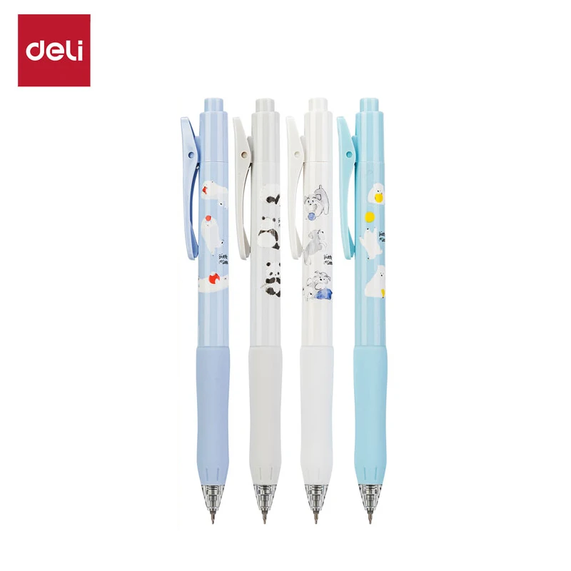 Deli 4pcs 0.5mm Black Ink Quick-drying Kawaii Gel Pen Stationery Signing Pen Cute Pen School Student Supplies Office Supplies