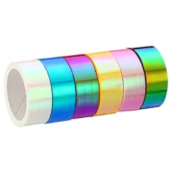 6Roll 15mmx5m Metalized Tape Self Adhesive Holographic Foil Mirror Metallic Masking Sticker Decoration Scrapbooking Masking Tape