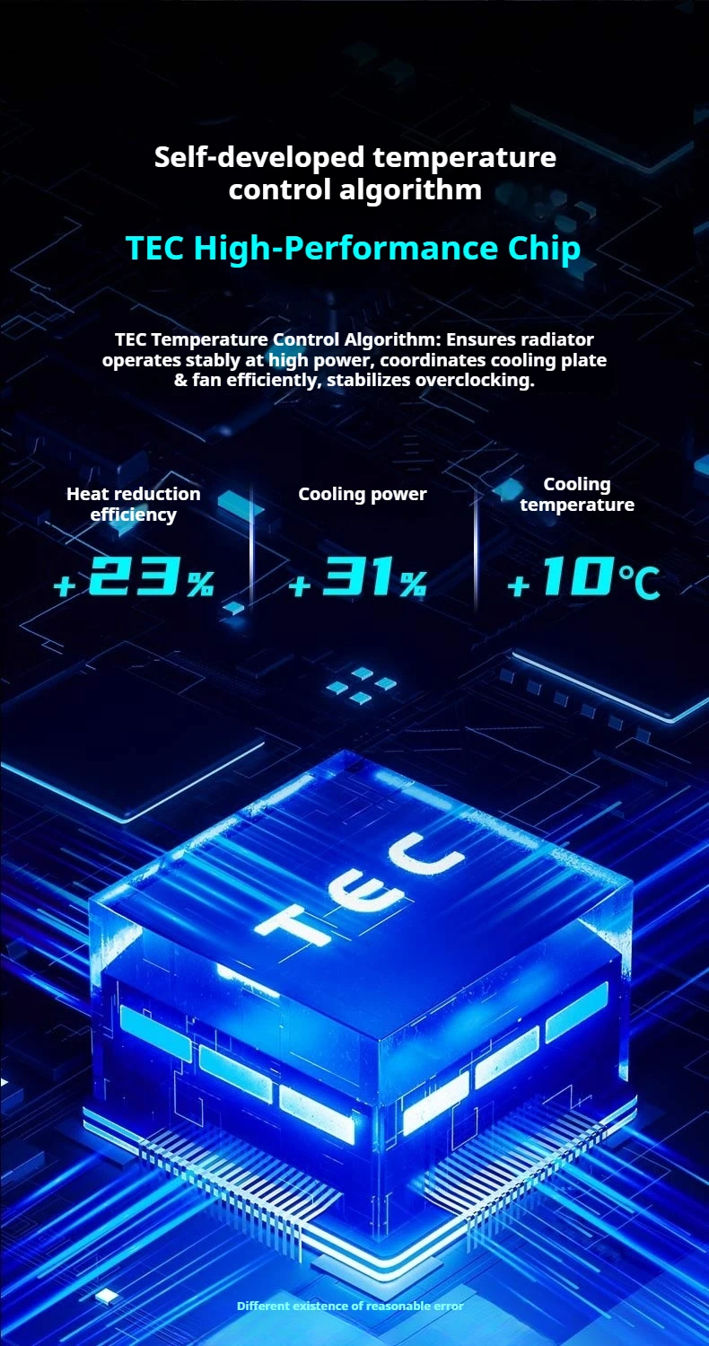 New 45W Semiconductor Tablet Cooler Large Area Powerful Cooling Magnetic RGB Phone Cooler for Pad/Gaming Phones with Lights