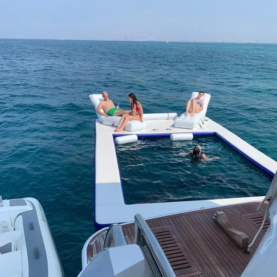 

z Double Layer Yacht Pool float Ocean Inflatable Sea Swimming Pool with Net