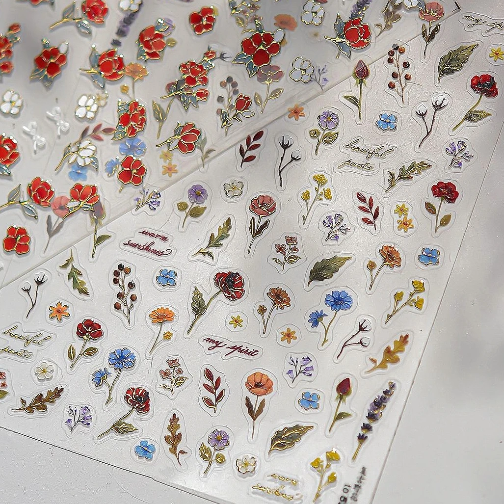 Fiore vivido Fiore di campo Lavanda Giglio Margherita Camelia Fiore di pesco Magnolia Rosa Poesia Chic Frangipani Nail Art Stickers Decalcomanie