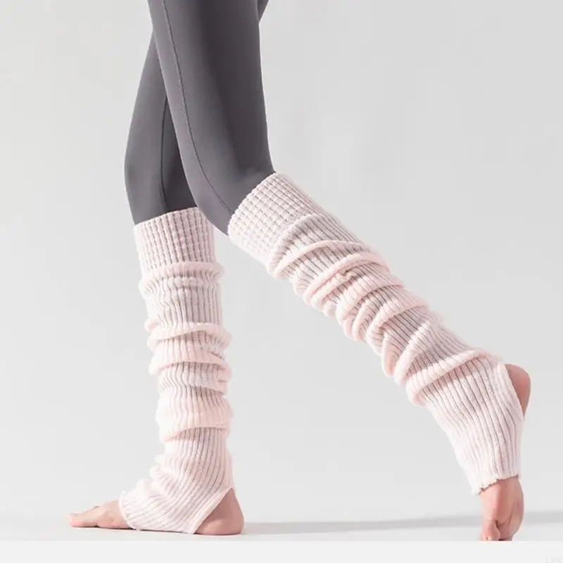 L5YC Stylish Womens Over Knee Ribbed Knit Ultralong Footless Socks Leg Warmers Thigh High Warm Stockings Hosiery