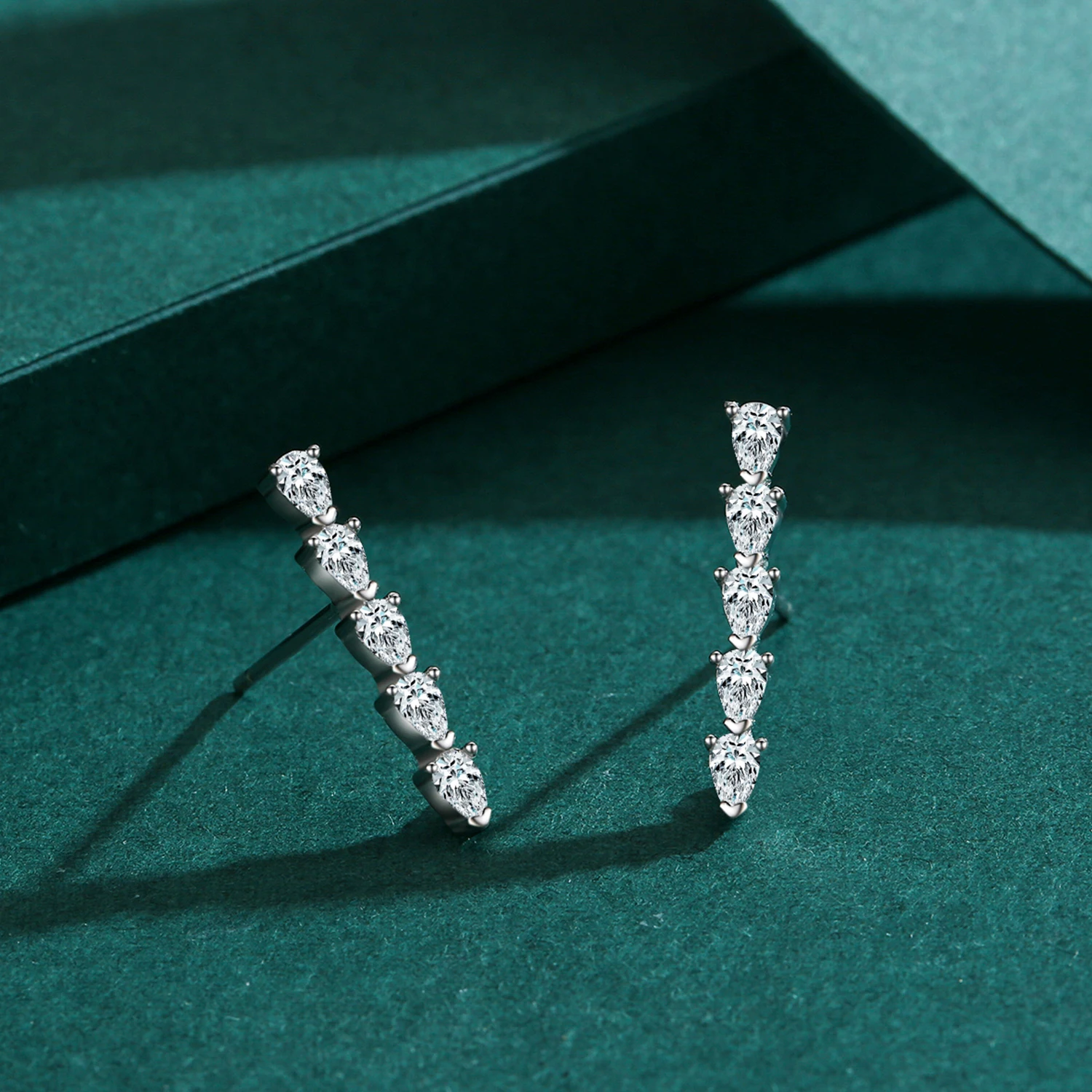 

Ailmay Real 925 Sterling Silver Shining Water Drop Shape Clear CZ Long Earrings For Women Wedding Engagement Fine Female Jewelry