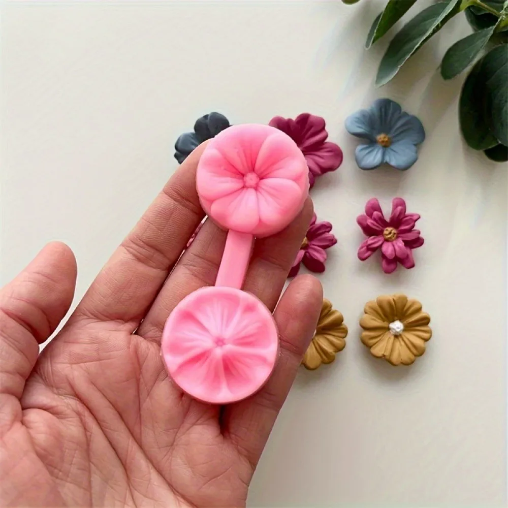 1 piece of flower press silicone mold polymer clay micro cutter flower rose earring pendant production polymer clay process prod