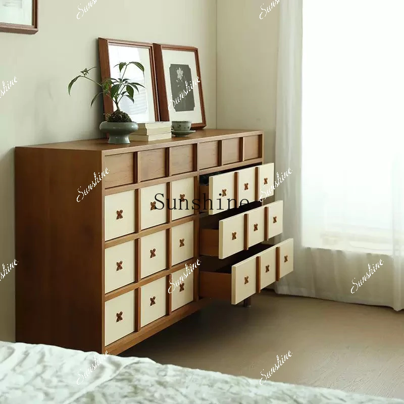 medieval solid wood contrasting color eight buckets/bedroom six buckets/retro living room TV cabinet  FT
