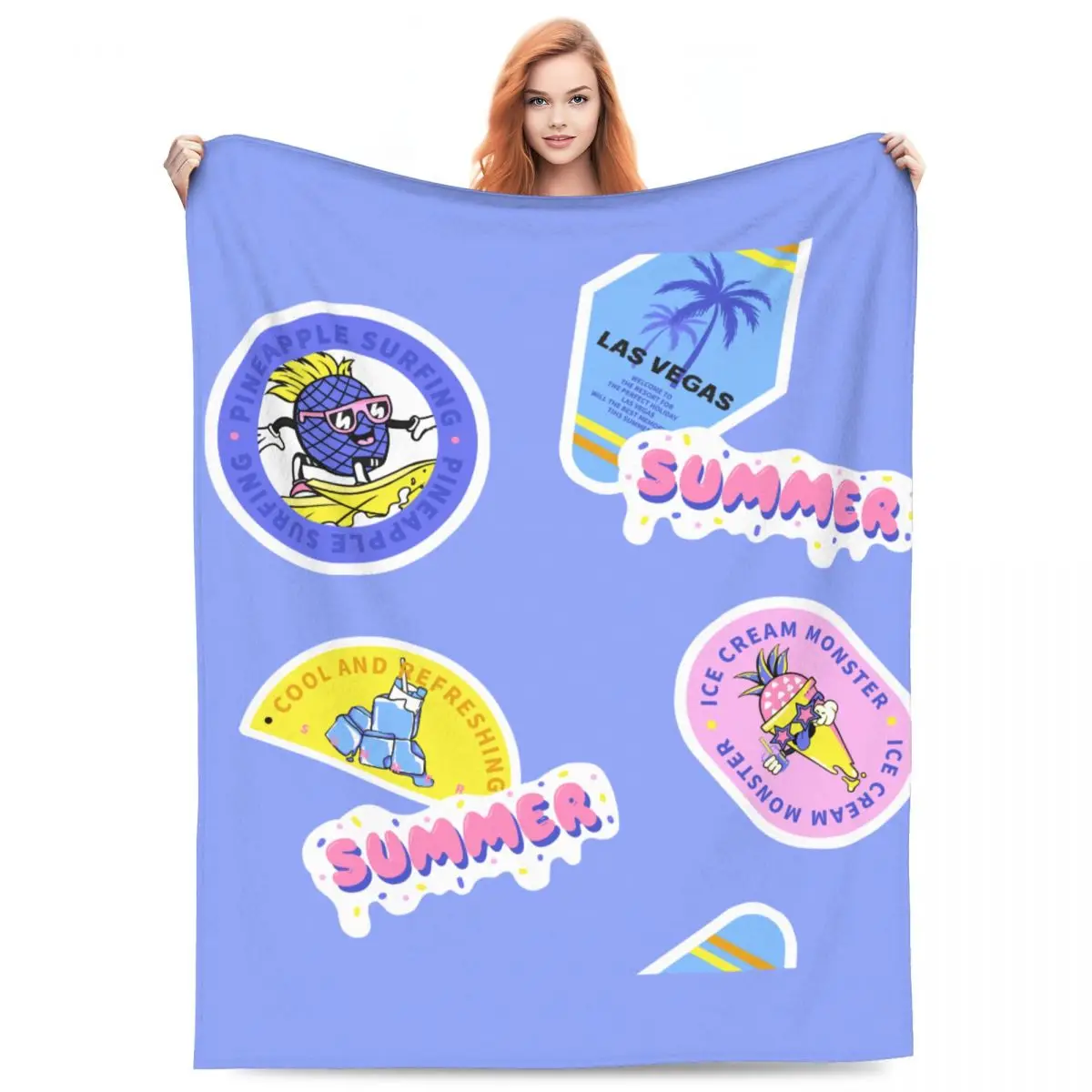 Summer Label Blanket Fleece Sofa Throw Blanket Lightweight for Home Bedroom Office Throws Bedspread Quilt