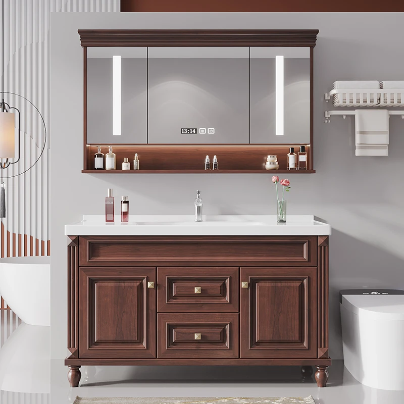 American Bathroom Cabinet Drawer Light Standing Wall Shelves Storage Organization Vanity Mirrors Meuble Toilette Furniture