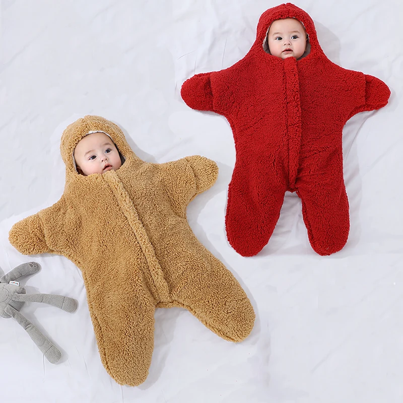 0-6 Month Baby Sleeping Bags Starfish Shape Autumn Winter Soft Newborn Wrap Blanket Swaddling Warm Cotton Sleepsack for Babies