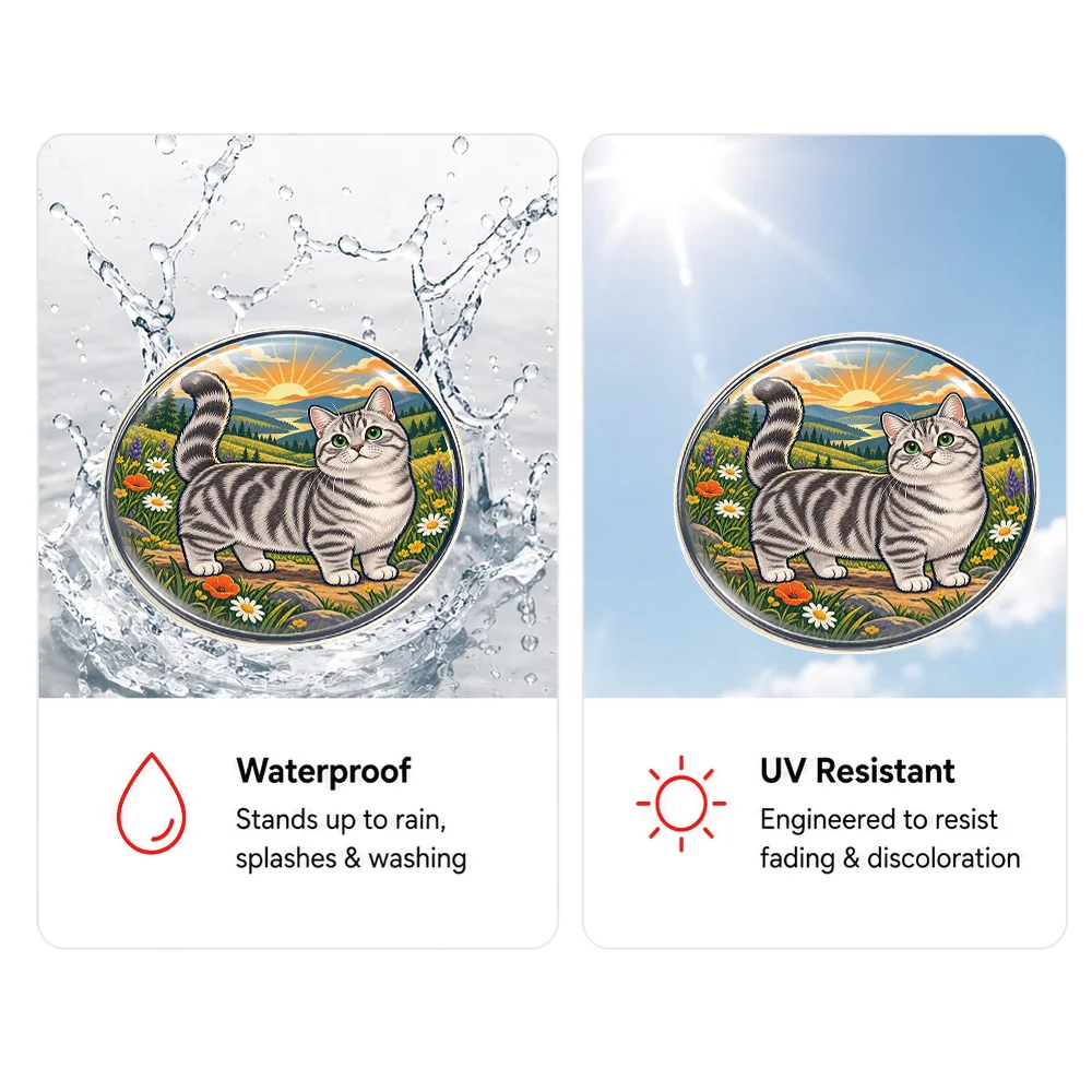 Munchkin Cat 3D Resin Domed Sticker Round Cute Pet Art Waterproof Decal Self Adhesive Emblem for Car Laptop Tumbler Cup Helmet 3