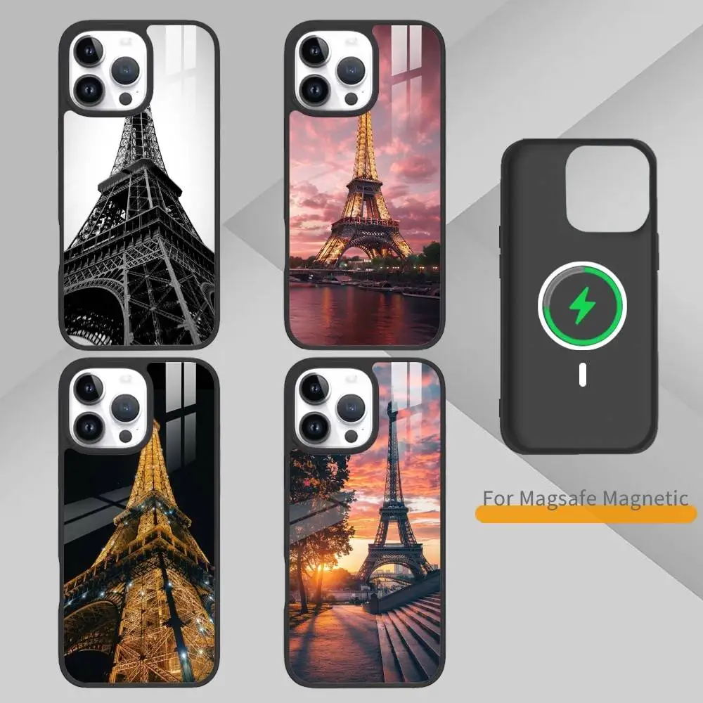 

France E-Eiffel T-Tower In Paris Phone Case For iPhone 14,16,15,13,17,12,Plus,Pro,Max Magnetic For Magsafe Frosted Cover