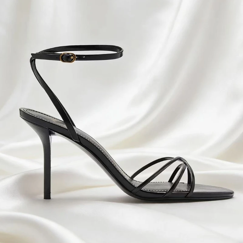 Elegant Red Ankle Strap High-heeled Sandals Women Narrow Straps Hollow High Heels Ladies Luxury Weddings Bridal Designer Pumps image 3