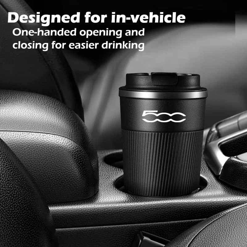 510ml Car Coffee Cup For Fiat 500 Logo Stainless Steel Travel Water Bottle Hot/Iced Applicable Vacuum Coffee Mug Auto Supplies