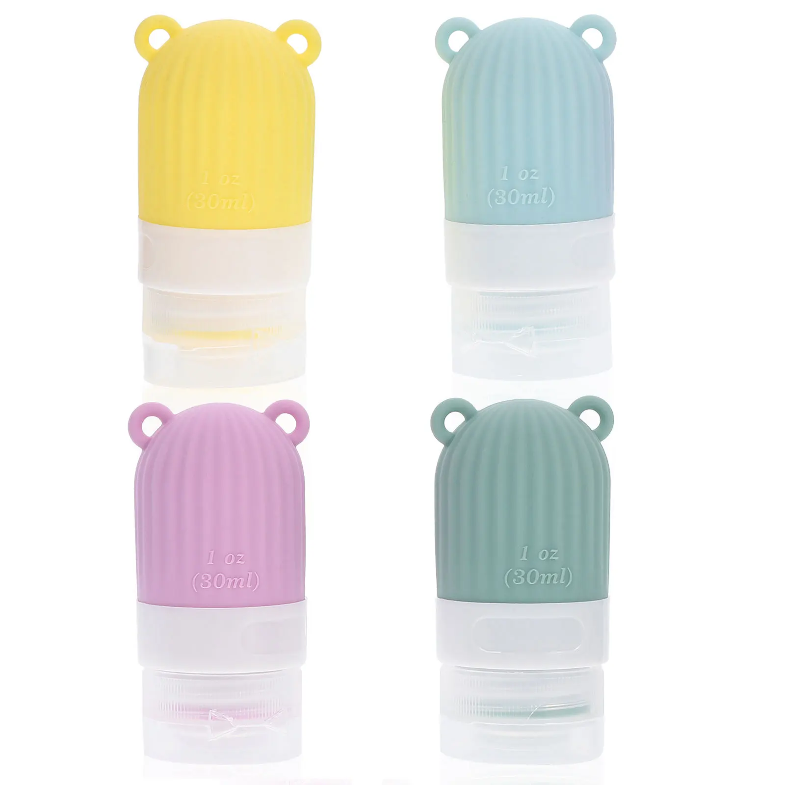 4Pcs Refillable Silicone Travel Bottles Squeezable Dispenser 30ml Travel Liquid Containers Toiletries Toiletry Bottles