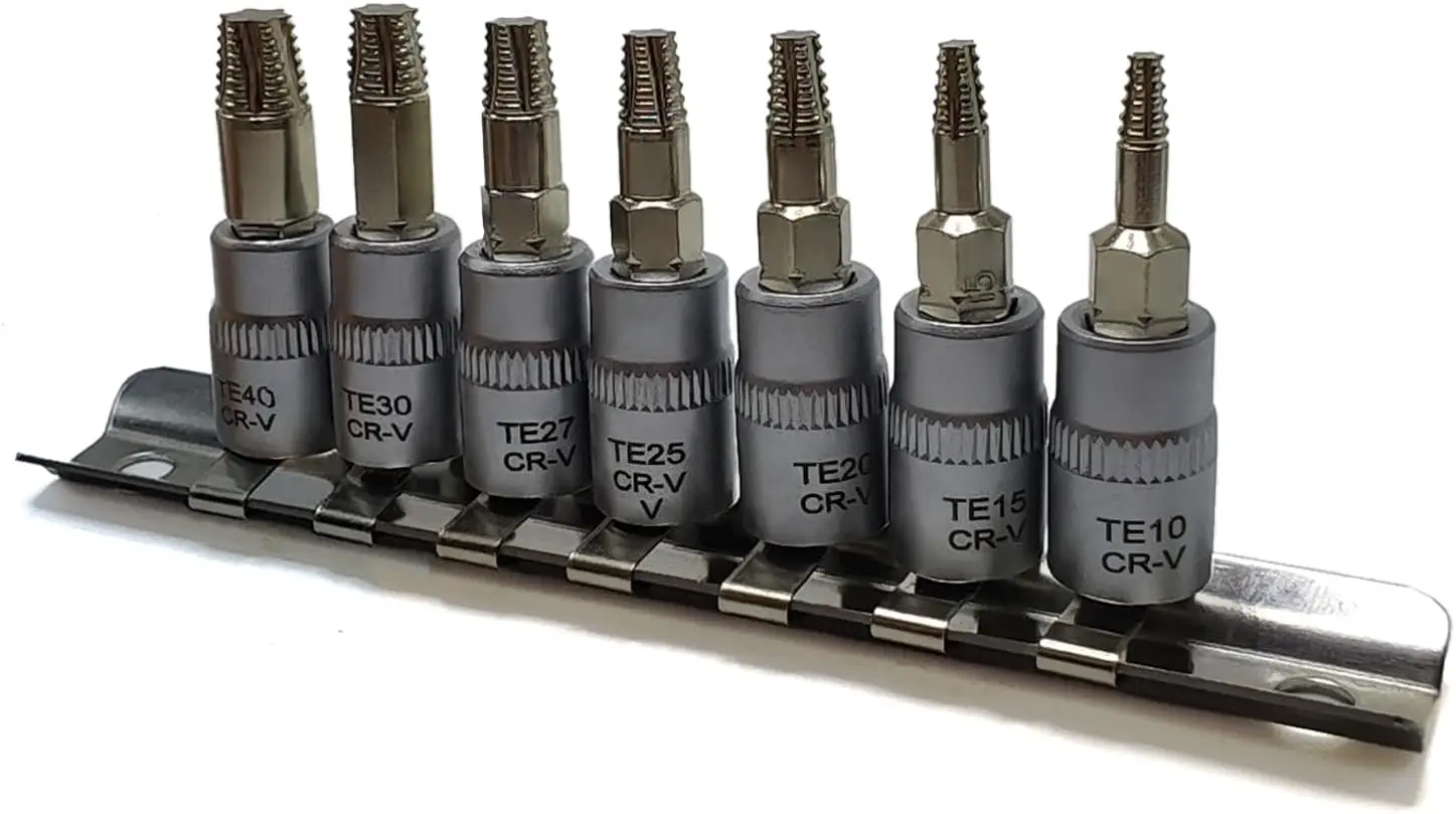 

7PCS Torx 6-Point 1/4' Impact Socket Kit with Broken Bolt Extractor T10-T40