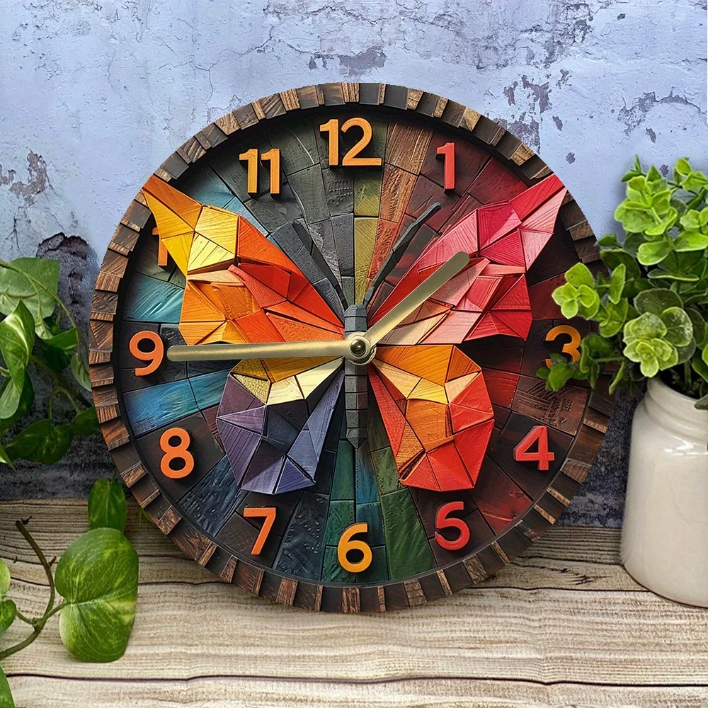 1pc DIY Silent Wall Clock with 3D Butterfly Wings Effect, Metal, Autumn Bedroom Wall Decor, Includes Clock Movement & Hands Kit