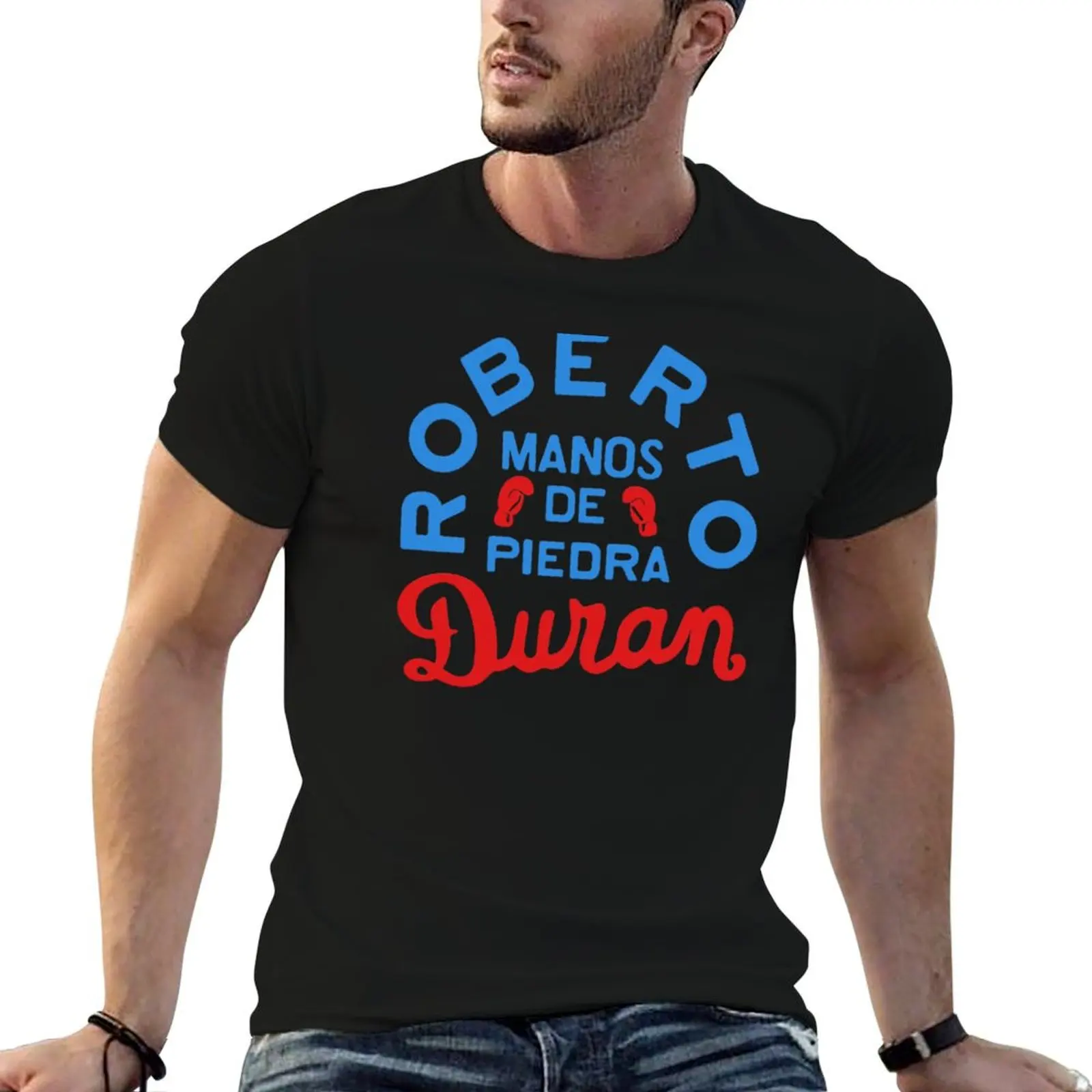 Camiseta Roberto Manos de Piedra Duran, Camisetas de Algodón 100% Estampadas para Hombre, Camiseta de Hombre 100% Algodón, Camiseta de Marca de Lujo