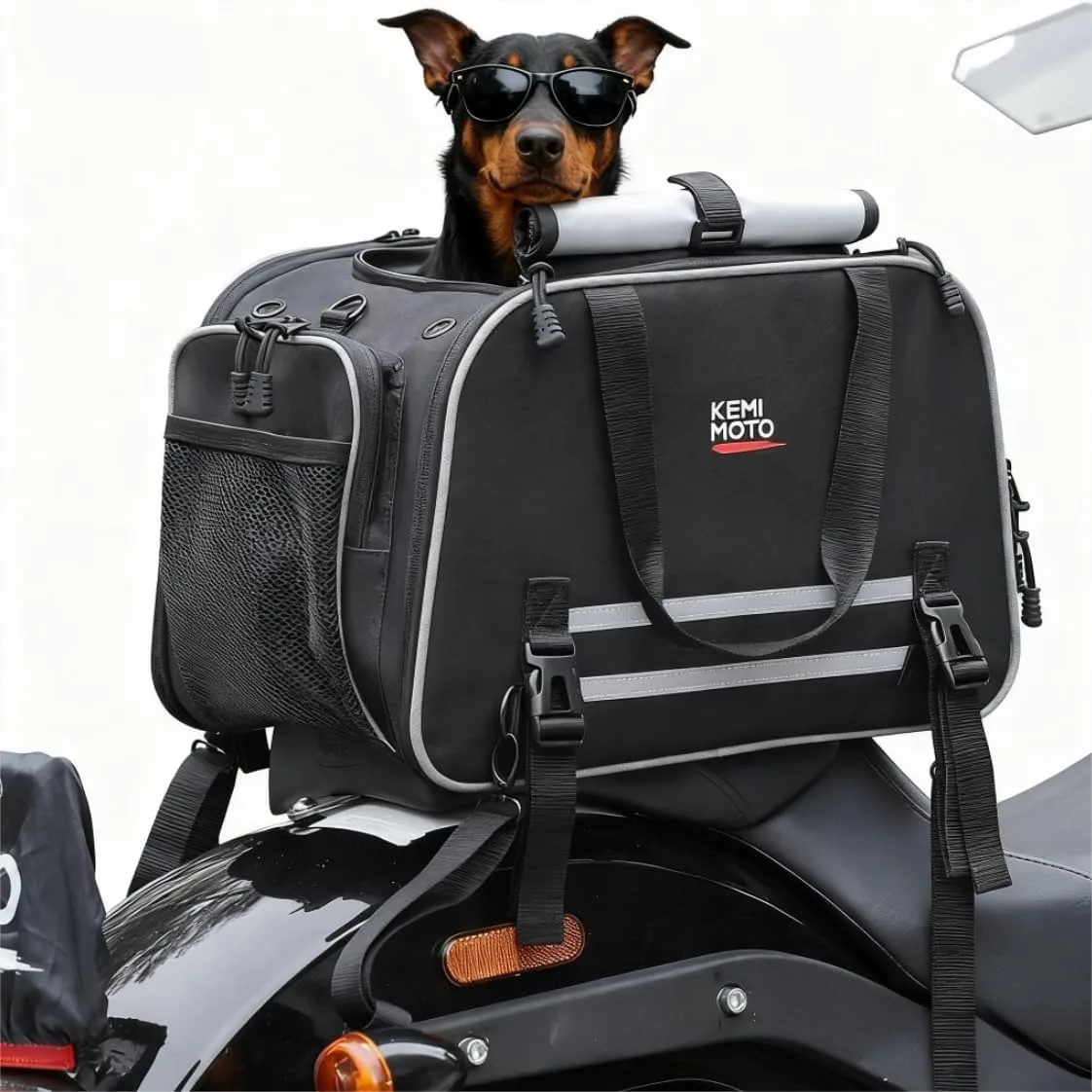 

Motorcycle Dog Carrier Expandable, Airline Approved Pet Carrier for Small Dogs & Cats Under 17 lbs, Soft-Sided Travel Bag for