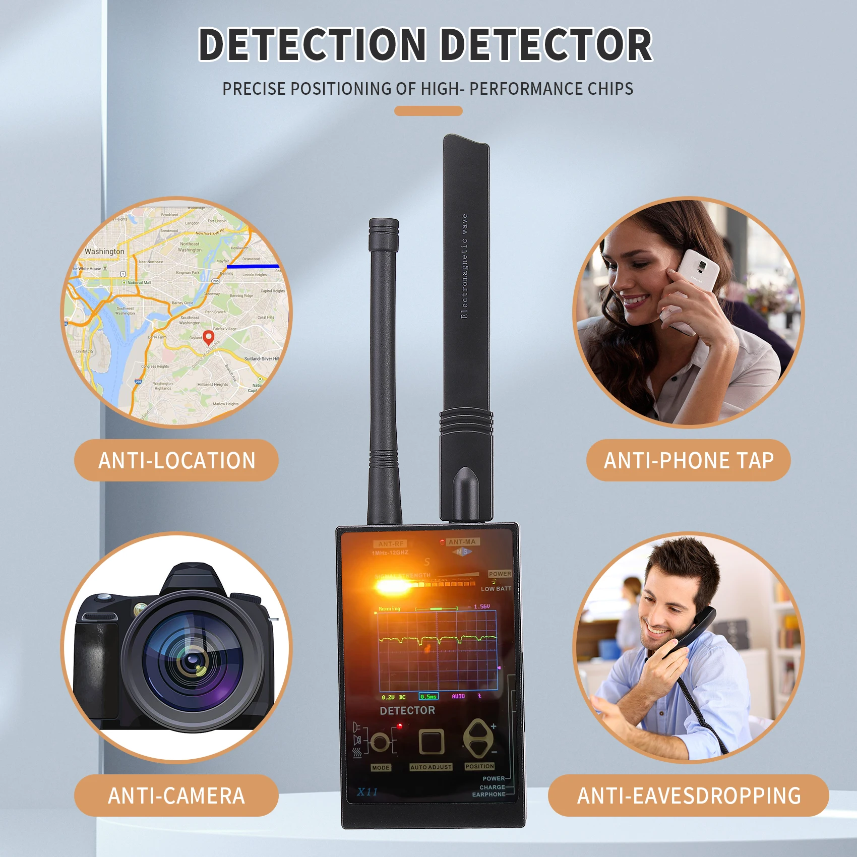 Imagem -05 - Tela Lcd Atualizado Detector de Sinal Detector de Ímã Gsm Audio Bug Finder Gps Signal Lens Tracker Detectar com Fone de Ouvido 2023