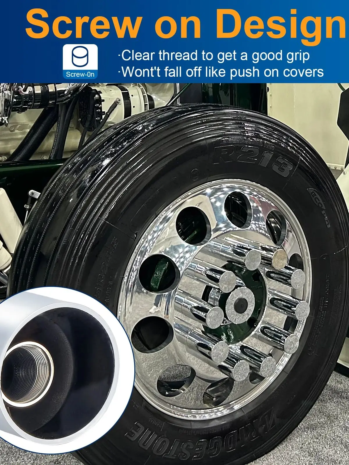 Copri dadi con capocorda da 33 mm, confezione da 40 33 mm x 3 1/2 pollici Copri dadi cilindrici in plastica ABS cromata Kit di coperture per dadi con filettatura