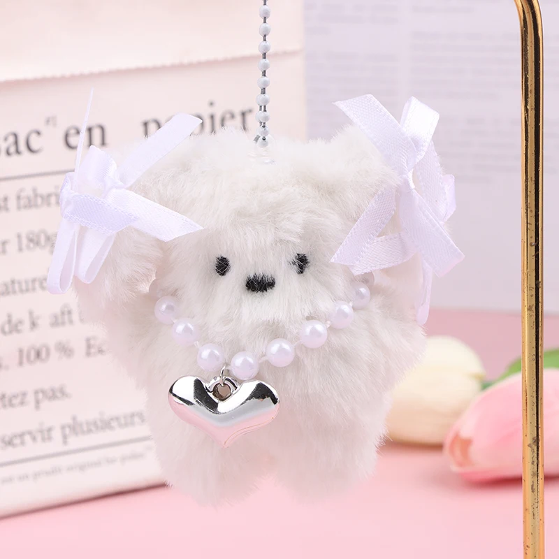 Cartoon Cute Heart Plush Puppy Keychain Pendant Lovely Plush Hanging Decorations Keyring Charm For Purse Backpack Handbag