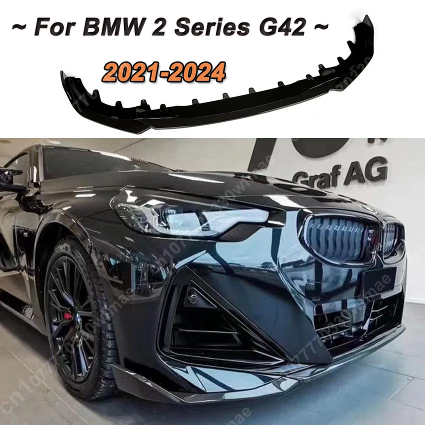 

For BMW 2 Series G42 225i M240i Coupe 2021 2022 2023 2024 MP Style Gloss Black Car Front Bumper Splitters Lip Spoiler Body Kit