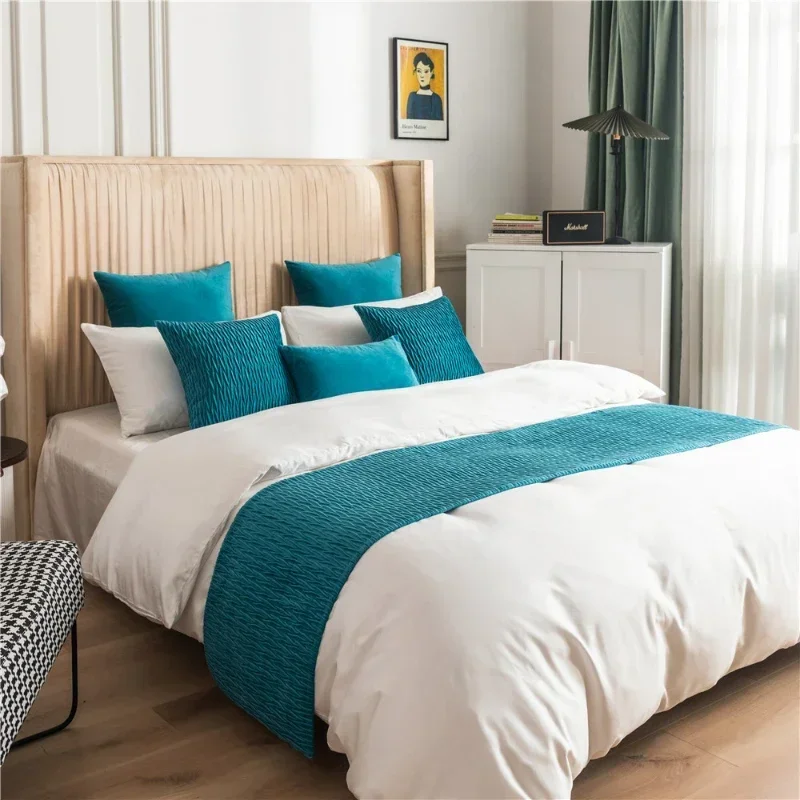 Nordic Thickened Dutch Velvet Pleated Stereoscopic Bed Flag Double Sided Comfort Bedside Towel Solid Color Concise Pillow Cover