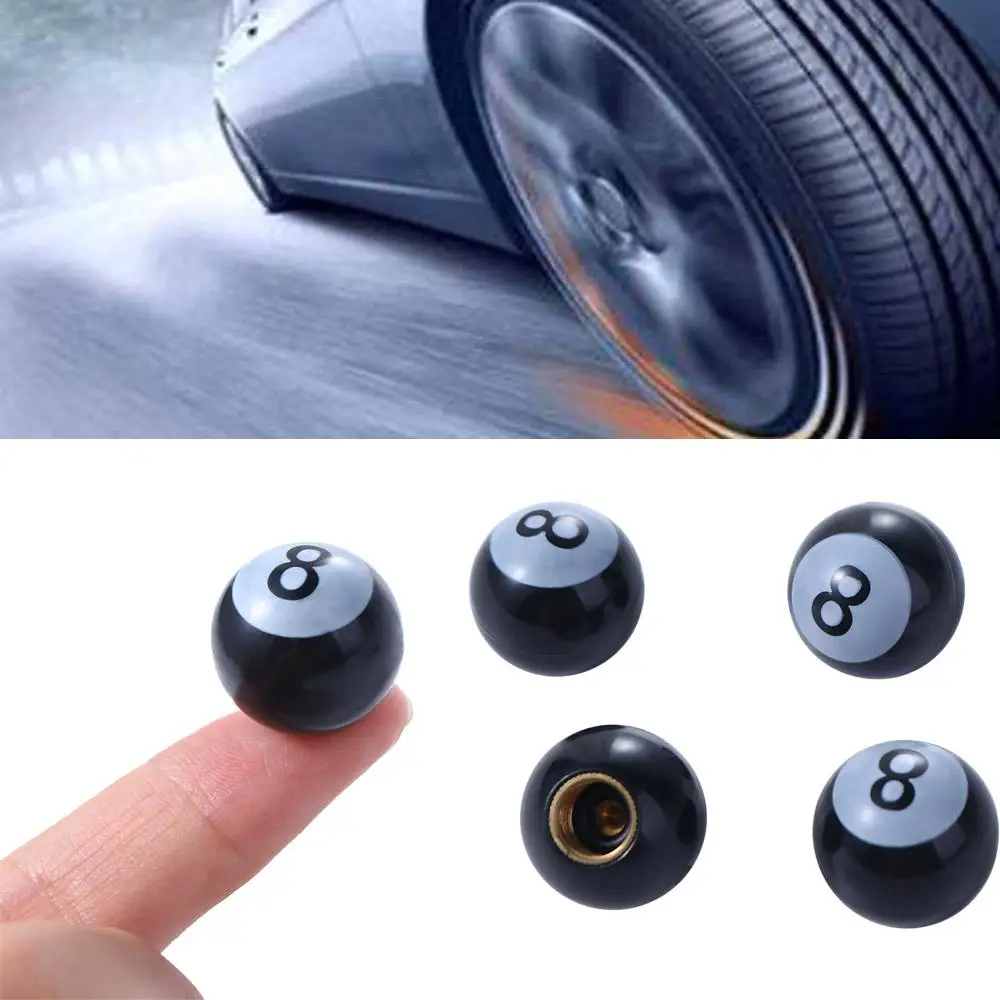

Auto Car Truck Bike 4PCS Rustproof "Pool 8 Ball" Wheel Rims Billiards Wheel Caps Tyre Stem Air Caps Dust Cover Valve Stem Caps