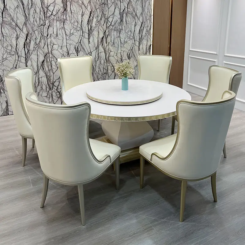 Solid wood dining table European style postmodern simple round American style