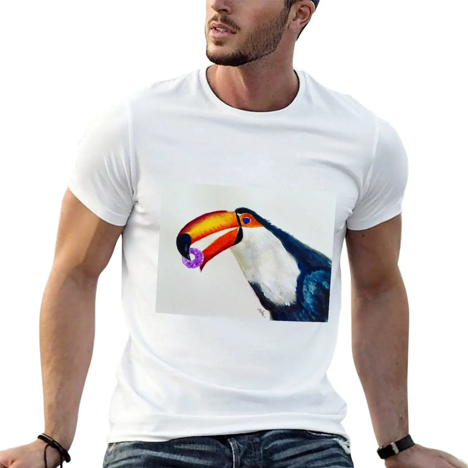 

Футболка Toucan Sam, футболки для мужчин, белая хлопковая футболка, мужские футболки для мужчин, футболки с рисунком