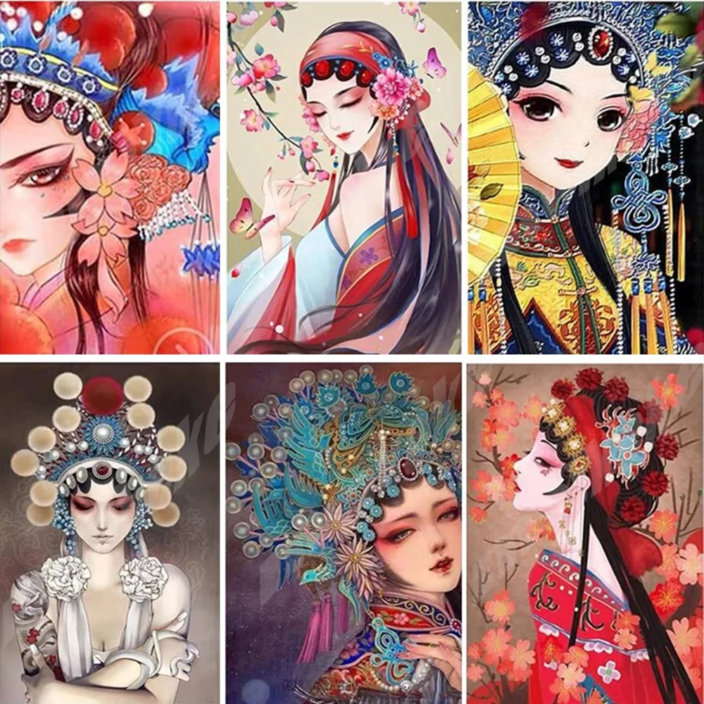 5D Diamond Painting Full Drill rhinestones Chinese Peking Opera Figure Mosaic Diy Cross Stitch Diamond Embroidery Kits Decor