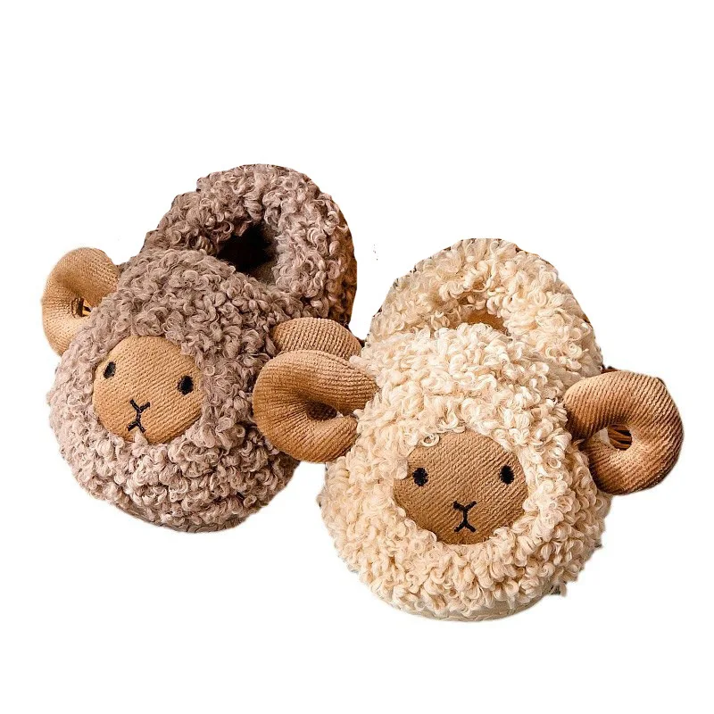 Children Winter Soft Plush Fluffy Slippers Home Kids Girls Boys Flat Warm Room Cute House Fur Slippers Toddler Indoor Shoes