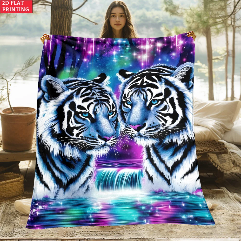 1 coperta leggera con motivo a tigre, ideale per l’arredamento della casa, ma anche per i viaggi