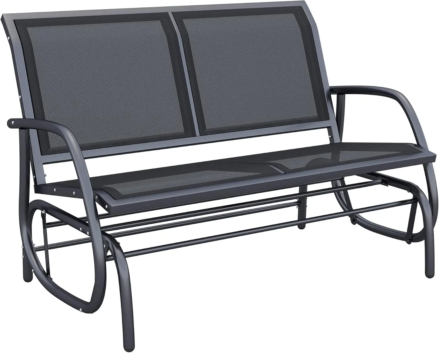 2-Person Outdoor Glider Bench, Patio Double Swing Rocking Chair Loveseat w/Powder Coated Steel Frame for Backyard Garden Porch