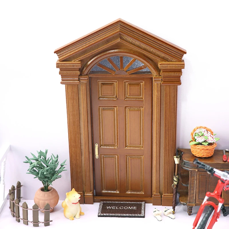 

1:6/1:12 Dollhouse Miniature European Retro Villa Door Simulation Door Furniture Model Decor Toy Doll House Accessories