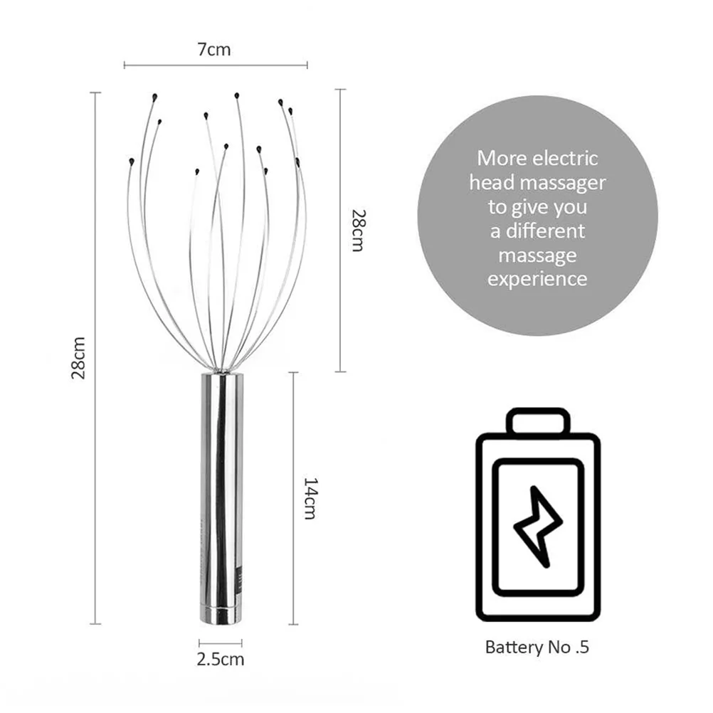 أدوات التدليك الكهربائية مخلب فروة الرأس تدليك رئيس مدلك خدش فكي الرقبة 28X7X7cm الفضة