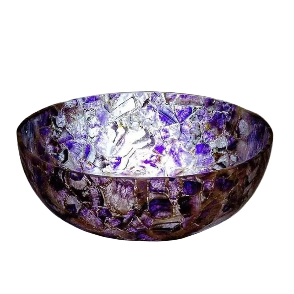 Natural amethyst round luxury bathroom sink