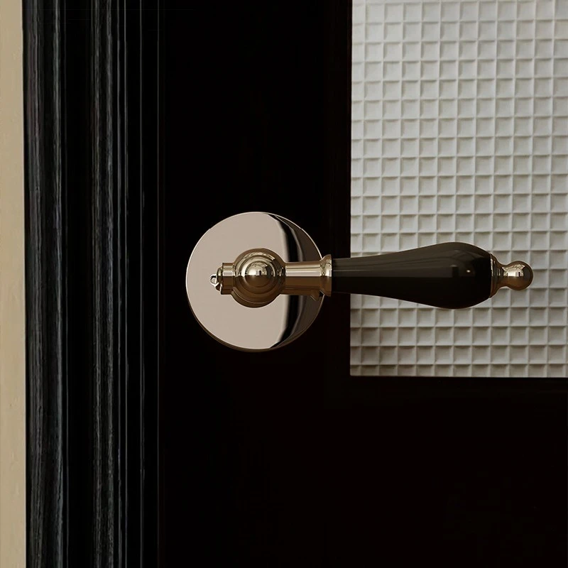 French bathroom lock glass door lock medieval style door lock silent ceramic room door handle absorbs silver bright gold